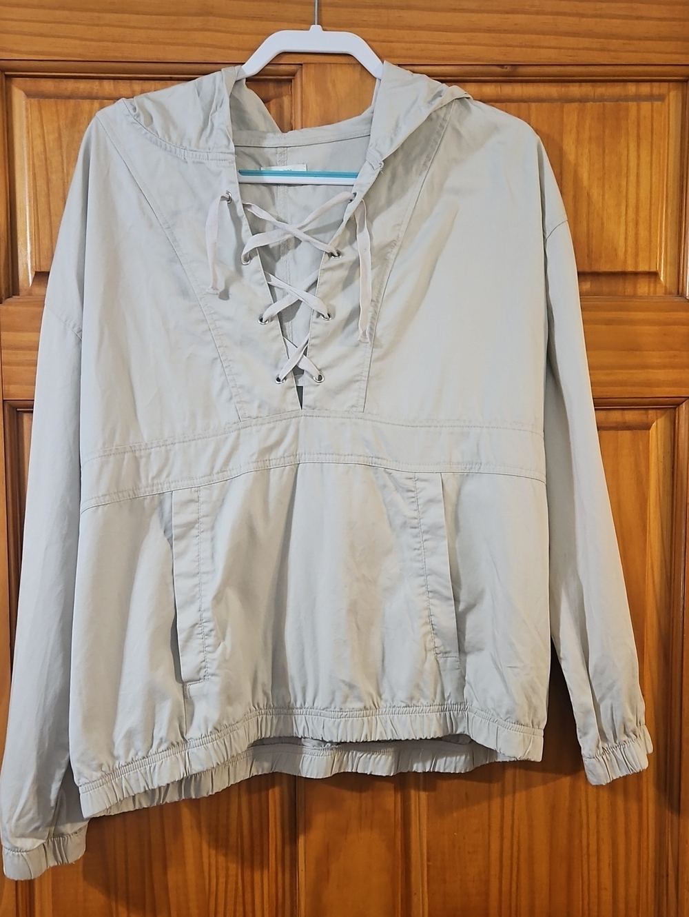 Light Khaki Color Hooded Pullover